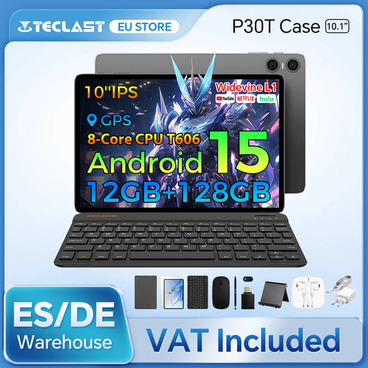 Teclast P30T Case 10-Inch Android Tablet 15 Max 12Gb Ram 128Gb Rom T606 8-Core All-In-One Keyboard/Case/Mouse/Stylus/Headphone/Stand.