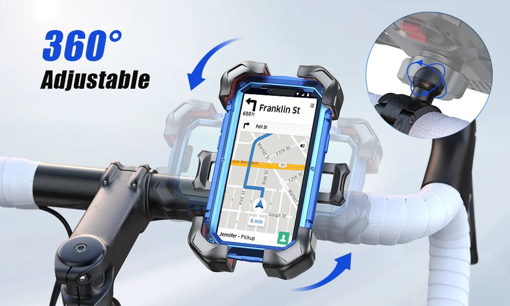 Joyroom Universal Bike Phone Holder 360° View Bicycle Phone Holder for 4.7-7 inch Mobile Phone Stand Shockproof Bracket GPS Clip.