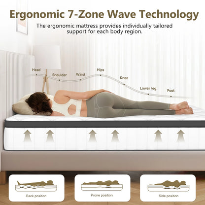 Daccormax Taschenfederkernmatratze 22 cm, ergonomisches 7-Zonen-Design, mittelfester, atmungsaktiver Bezug, Druckentlastungs- und Wirbelsäulenstütze