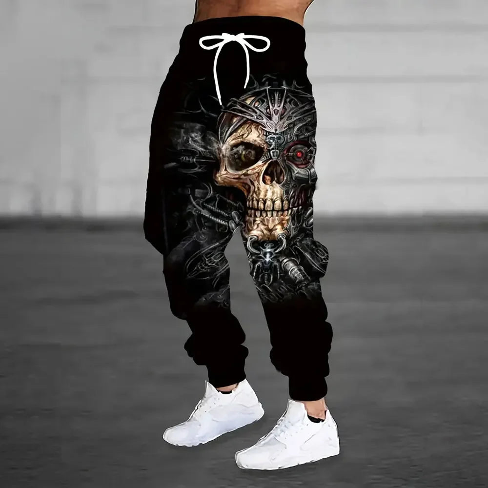 New Fashion Lion Pattern Printed Sweatpants Men's Loose Leisure Sports Pants Autumn And Winter Warm Pants Street Clothes For Men.