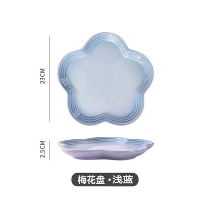 Plum Blossom Plate Flower Shaped Flower Plate Fruit Plate Solid Color Fashion Home Plum Blossom Plate.