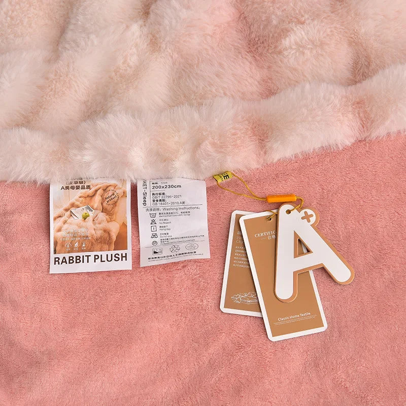 2024 new light luxury rabbit velvet four-piece set thickened warm milk velvet rabbit hair tie-dye bed sheet quilt cover.