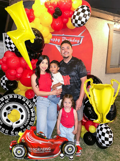 5/120-teiliges Racing-Themen-Party-Ballon-Set, Blitz, Gold-Champion, Autoreifen-Luftballons für Renn-Geburtstagsparty-Dekorationen.