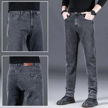 Fashionable Casual Men's Jeans Slim Straight Long Pants Versatile Spring Autumn Winter New Style High Waist Trousers.