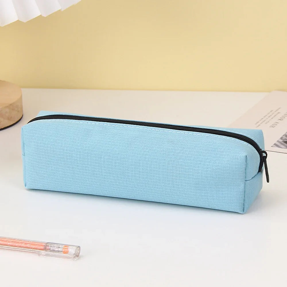 Solid Color Pencil Case Simple Pencil Bags For Student New Stationery School Supplies Kids Gift Zipper Big Cosmetic Bag.