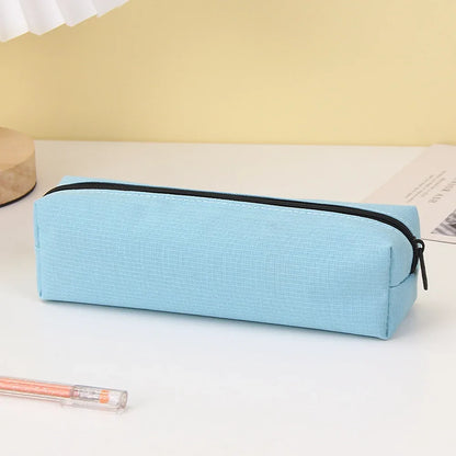 Solid Color Pencil Case Simple Pencil Bags For Student New Stationery School Supplies Kids Gift Zipper Big Cosmetic Bag.