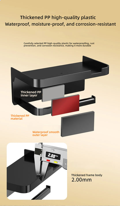1 Stück wandmontiertes Aufbewahrungsregal, Toilettenpapierhalter, No-Punch Roll Organizer – Badezimmer-Aufbewahrungszubehör