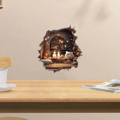 Mouse Magic Hole Wall Decal Sticker Removable Wall Decoration Awesome Gift Idea Baseboard Wall Sticker Decal Mouse Hole S427.