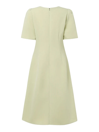 ZANZEA Elegante Büro Frauen Kleider Sommer Stilvolle Solide Party Arbeit Kleid Mode Kurzarm Plissee Vestidos Midi Sommerkleid.