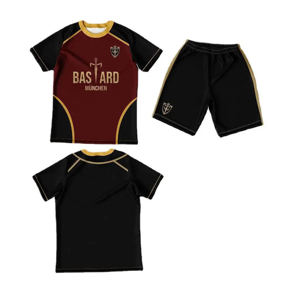 Men Jersey Set Futsal Football Pattern Blue Lock Anime Bastard Munchen 3d Print T-shirt Short 2pcs Sets Suit Sports Tops Tee Boy.