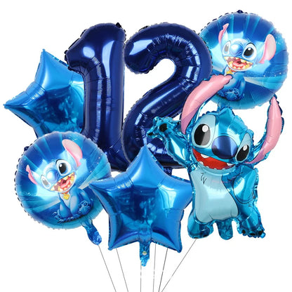 Stitch Party Supplies für Kinder Lilo und Stitch Geburtstag Party Dekorationen Luftballons Banner Tischdecke Hintergrund Geschirr
