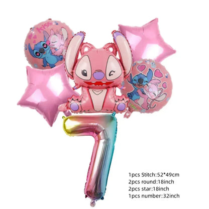 Niedliche Cartoon-Lilo und Stitch-Luftballons, alles Gute zum Geburtstag, Party, Babyparty, Dekorationen, Kindergeschenke, Einweggeschirr