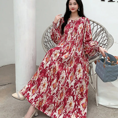 Kleid Frauen Kleidung plus Größe Frühling Sommer böhmischen Strand koreanischen Stil Blumen Vintage Vestidos Robe lose Kleider übergroß