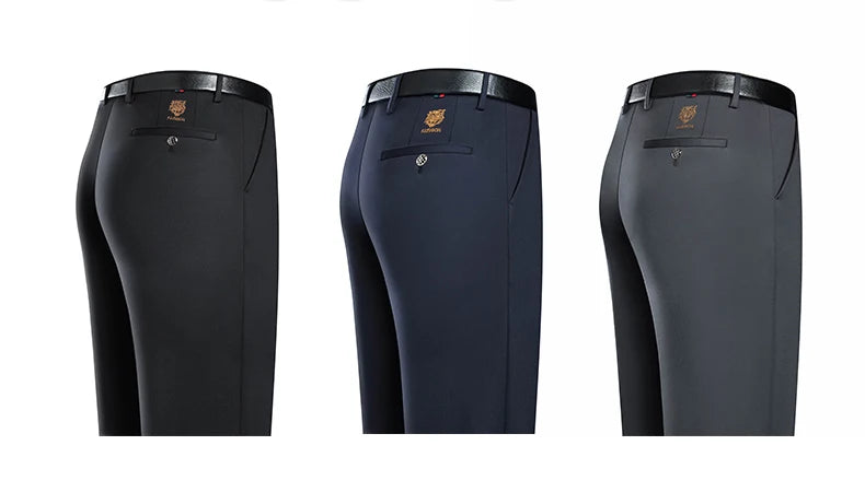 2025 Autumn Winter Suit Pants Men Baggy Straight Business High Waist Work Thick Embroidery Long Formal Trousers Male Plus Size.