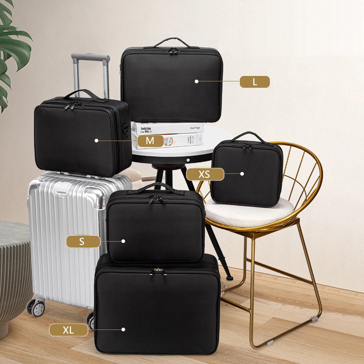 Three-layer Cosmetic Case Large Waterproof Oxford Cloth Manicure Makeup Toolbox,Travel Underwear Storage Box.