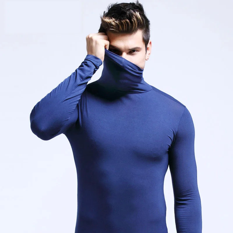 2023 new Sweater Men Solid Color Turtleneck Pullovers Pull Homme Men's cold Blouse Winter Long Sleeve T Shirts.