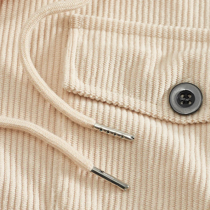 Men's Corduroy Jacket Stand-up Collar Slim Fit Retro Multi-pocket Workwear Commuter Coat for Spring And Autumn