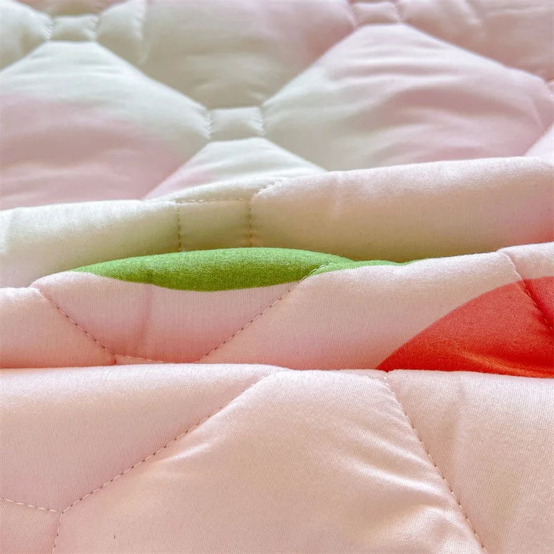 1pc Quilted Bed Cover Floral Style Bedspread Thicken Soft Bed Linen Elastic Mattress Protector cubre colchón (No Pillowcase).