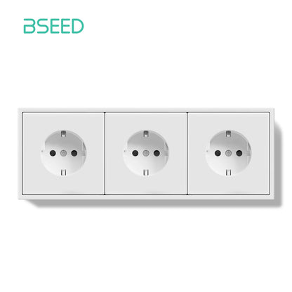 BSEED Einzel-EU-Steckdose, doppelwandige Steckdosen, dreifache Steckdosen, Kunststoffrahmen, 16 A, 80/150/220 mm Größe.