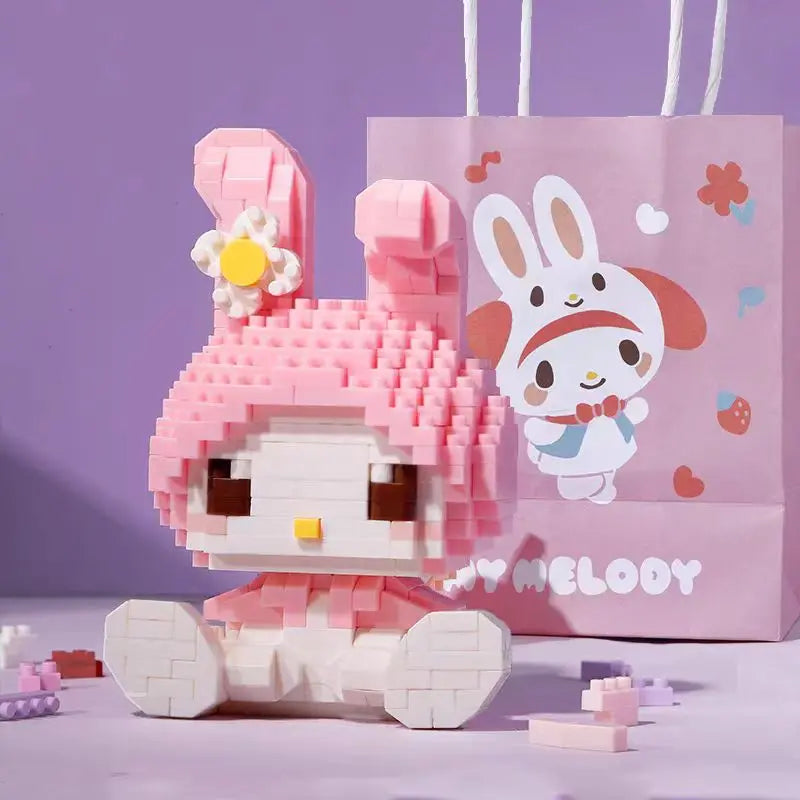 KEEPPLEY Sanrio Anime Hello Kitty My Melody Cinnamoroll Pompompurin Kuromi Building Blocks Girl Kid Holiday Christmas Gift.