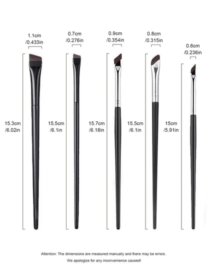 1 Set Of 5 Makeup Brushes Blade Eyeliner Brush Lower Eyelid To Flat Head Oblique Angle Eyebrow Brush Horizontal Silkworm Brush.