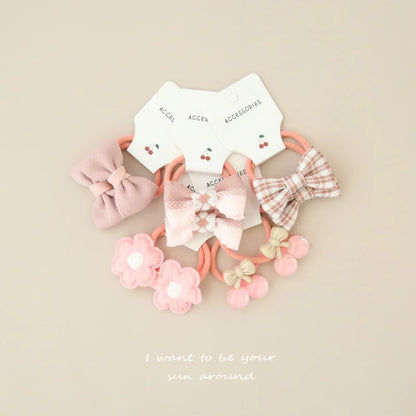 10Pcs/Lot, Elastic Hair Bow Clips for Children, Children's Headwear Hair Accessories for girls, Cute Hair ties, Lovely Hair Rope.