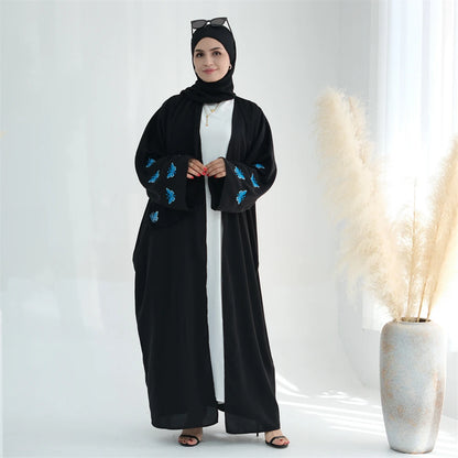 Ramadan Open Linen Butterfly Kimono Abaya Dubai Turkey Islam Muslim Dress Abayas For Women Kebaya Kaftan Robe Musulmane Femme.