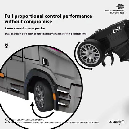 1/43 Mini RC Car Remote Control Trailer Truck Drift Desktop Toy Indoor Racing Vehicle Toys for Boys Kids Christmas Gifts.