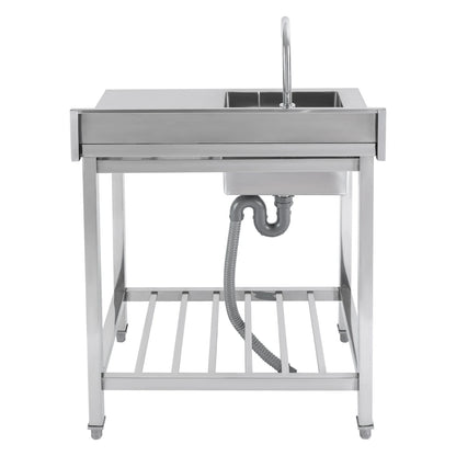 Edelstahl-Küchenspüle, freistehende Einzelschüssel-Werkbank für den Außenbereich, quadratische Küchenspülen, Tragfähigkeit 100 kg