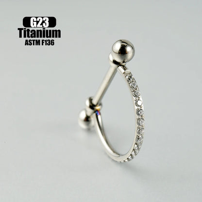 1PC ASTM F136 Titanium Ear Daith Rook Lobe Barbell Micro Zircon Hoop Earring Gold Plated Cartilage Piercing Jewelry.