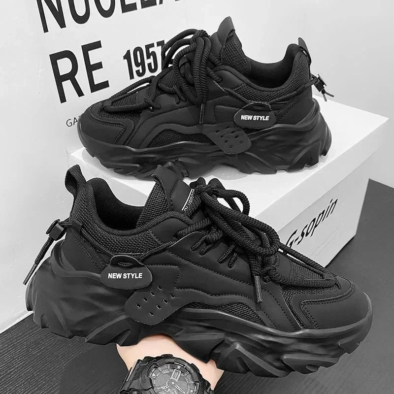 Men Sneakers Mesh Men Shoes PU Leather Platform Casual Sneakers Increased Vulcanized Shoes Light Running Shoes Tenis Masculino.