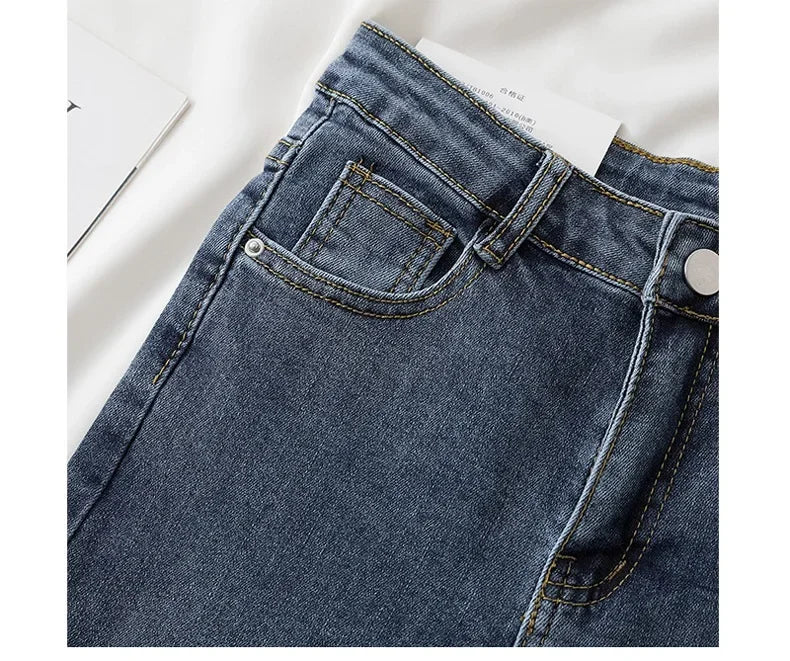 High Waist Slim Fit Jeans Women's Spring Summer Autumn Fashionable Nine Points Elasticity Pencil Pants Tightening And Lengthenin.