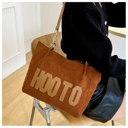 Solid Color Shoulder Bag, Trendy Letters Tote Bag, Canvas Campus Handbag for Women, Office,College,Work,Travel Hand Bags Bolsa.