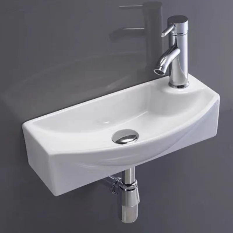 Einfache Installation, wandmontiertes Keramik-Badezimmerwaschbecken für kleine Räume