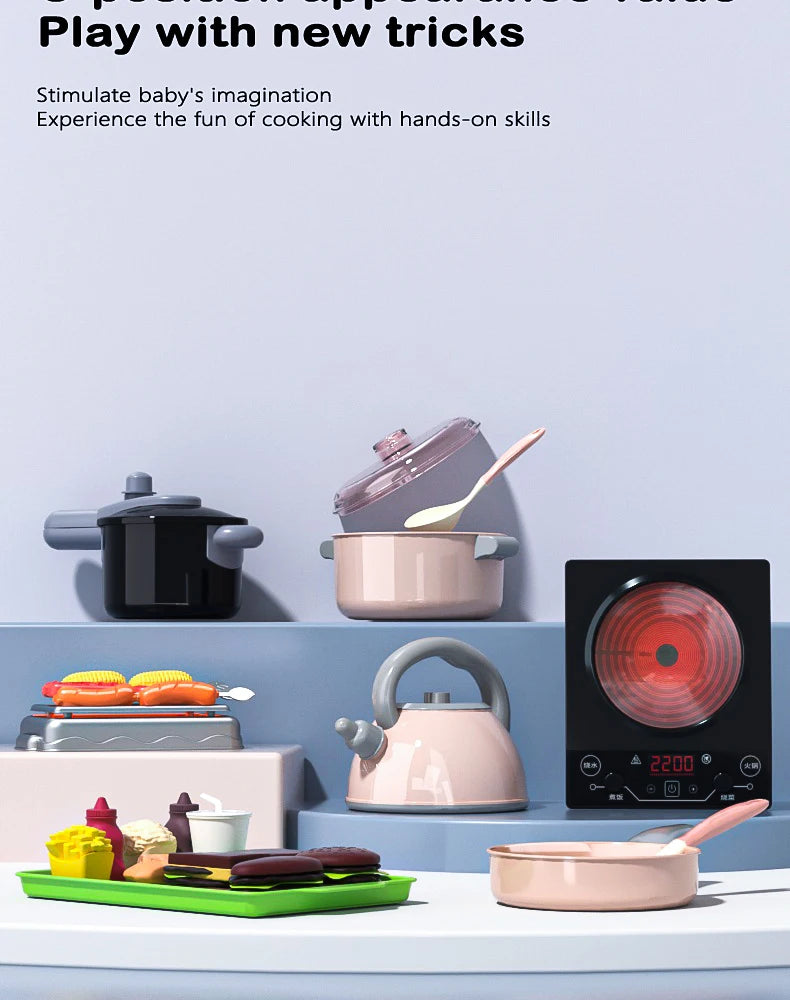 Kids Kitchen Toy Accessories, Pretend Cooking Playset with Play Pots and Pans, Utensils Cookware Toys, Play Food Set, Toy Vegeta.