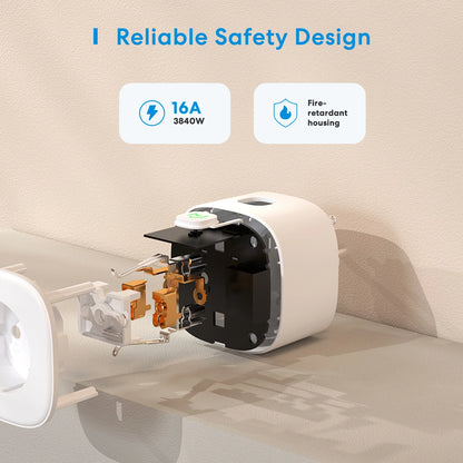 Meross 16A HomeKit Smart Plug EU WiFi Steckdose Fernbedienung Sprachsteuerung Unterstützung Alexa Google Assistant SmartThings.