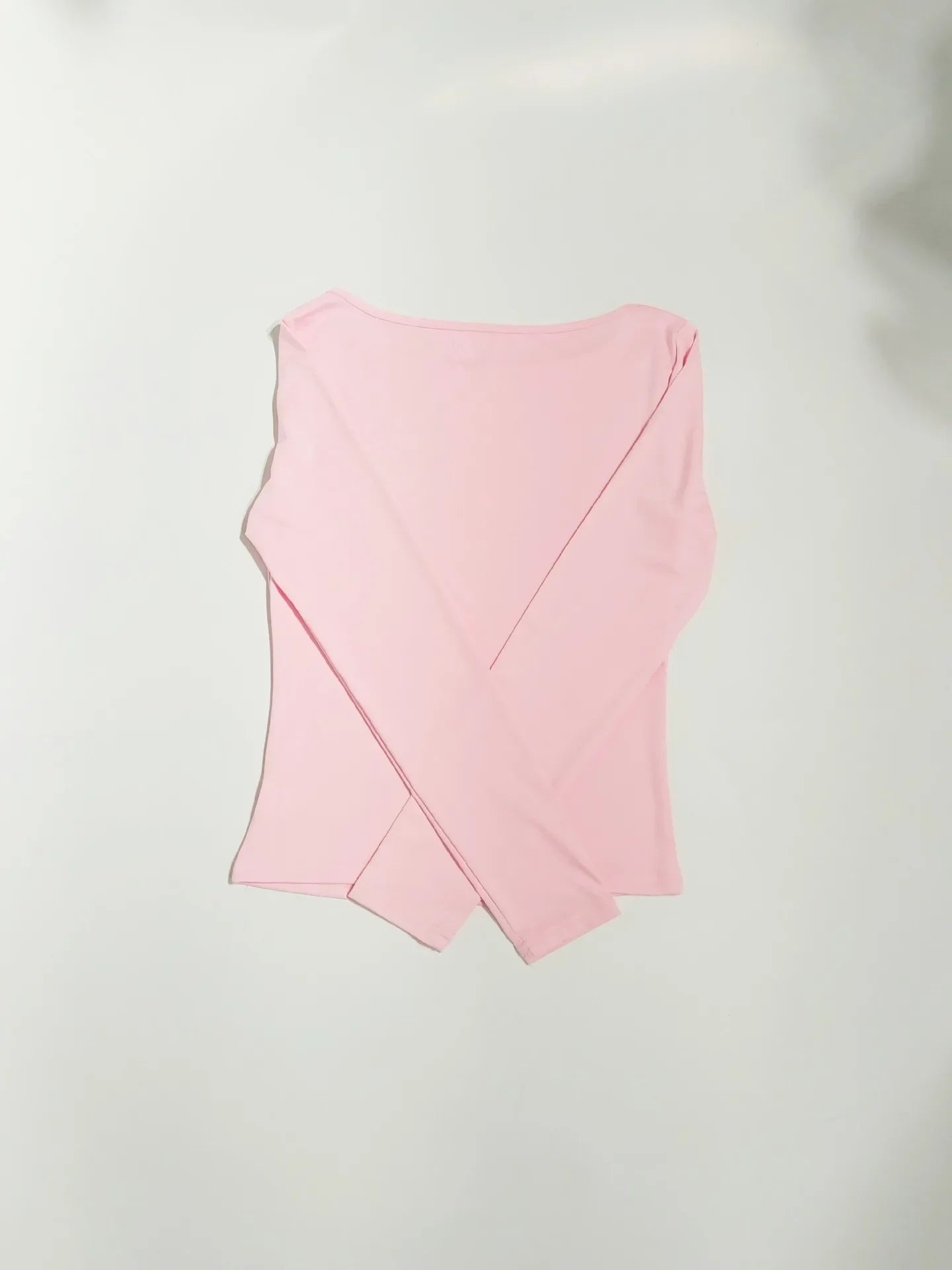 Summer Spring Slim-fitting Women's Clothing New One-neck Long-sleeved T-shirt Blouse Top Skinny Solid Color Tee.