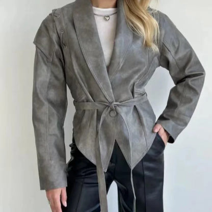 Retro-Jacke, modisch, Frühling und Herbst, lässig, lockere Tasche, langärmelig, trendig, cool, vielseitig, hochwertige Damen-Kurzjacke