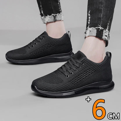 Men Big Size 37-47 Breathable Mesh Elevator Sport Shoes Soft Comfortable 6cm Hidden Heels Height Increasing Sneakes Lift Casual.