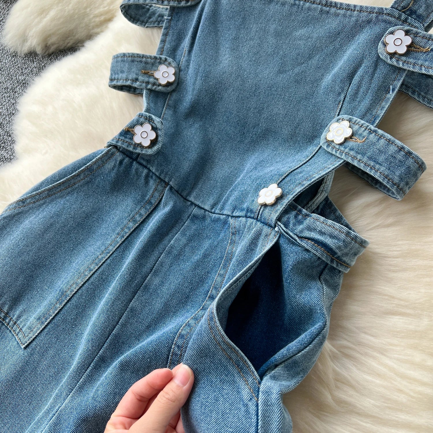 Jumpsuits Women Denim Suspender Jeans One Piece Wide Leg Pants Washed Mom Distressed Pockets Trousers Summer 2025 Streetwear.