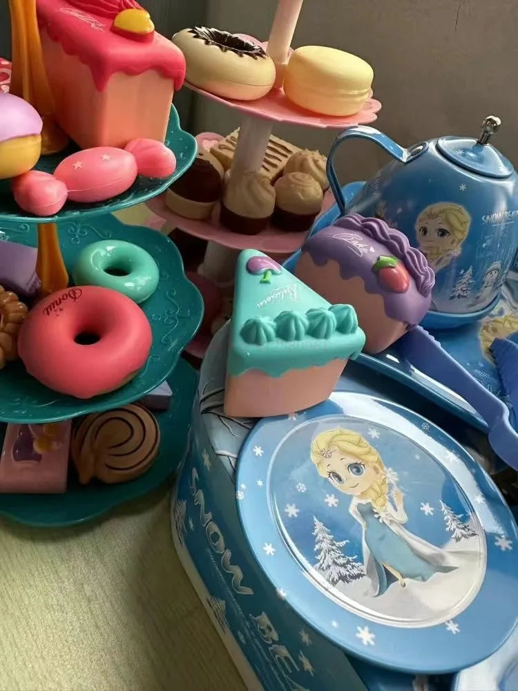 Kids Tea Party Set For Little Girls Mermaid Gift Pretend Toy Tin Tea Set Princess Tea Time Kitchen Pretend Play Tea Set Gift.