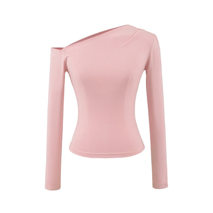 Women Long Sleeve One Shoulder Basic Top Tee Tshirt