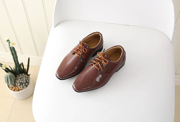Iawesome Boys Leather Shoes Kids Flats Lace-up Children's Wedding Shoes For Toddlers Boy Big Boys Fashion For Performance.