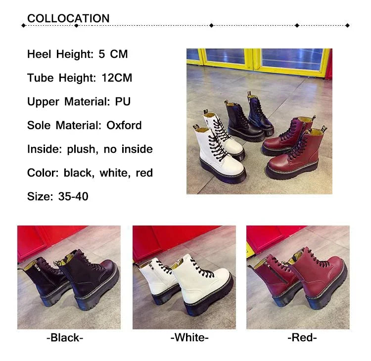 Autumn Winter Fashion Round Toe Lace-up Shoes Womens Boots Zip Ankle Boots For Women High Heels Basics Casual.
