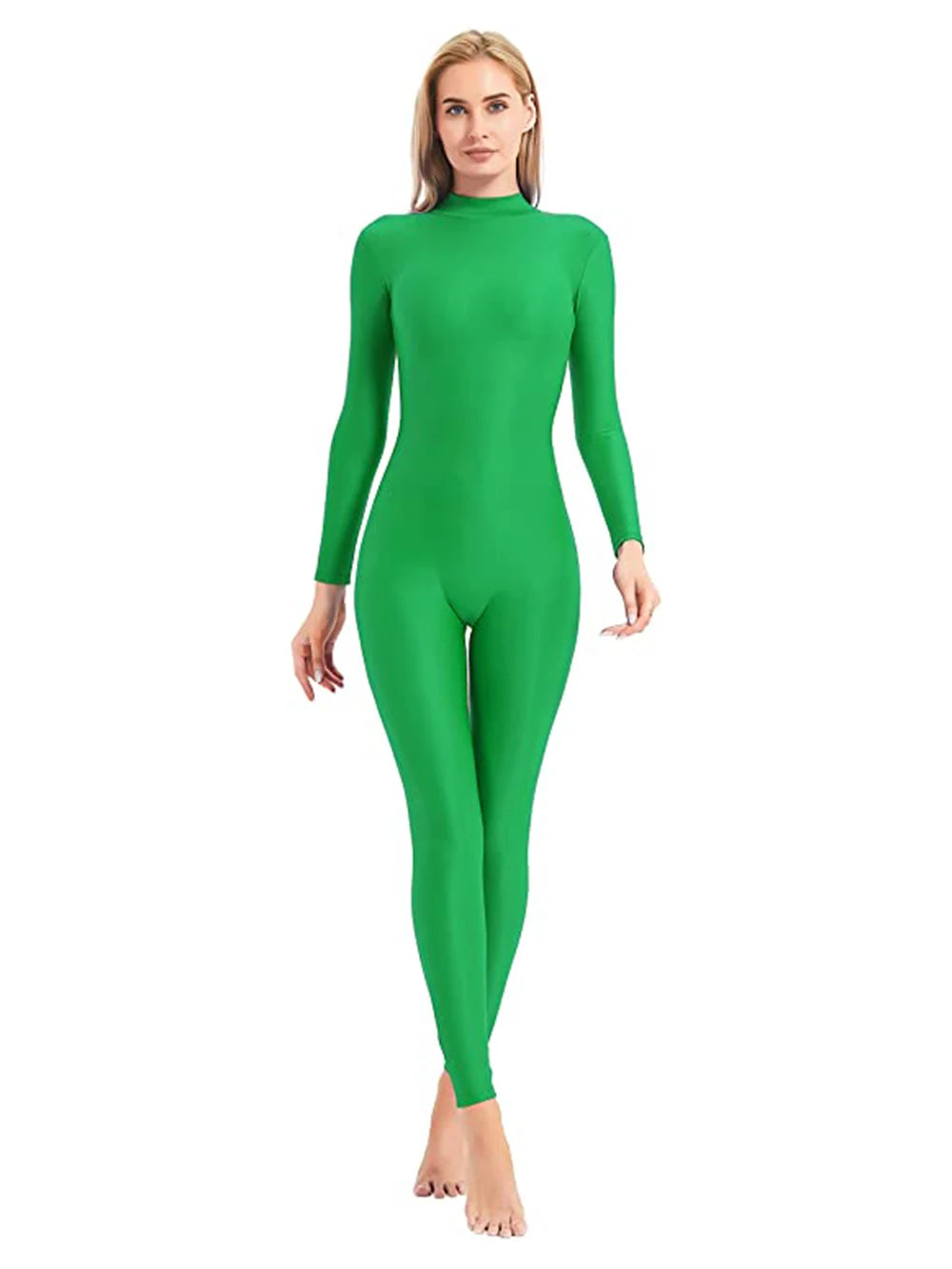 Unisex  Turtleneck Unitard Full Body Leotard  Long Sleeve Yoga Bodysuit Women Catsuit Daily Fitness Wear Cosplay Suits