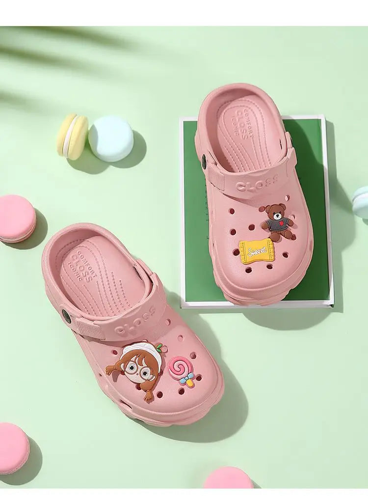 3-12y Kids Mules & Clogs Summer Boys Girls Sandals Cartoon 6 Colors Non-slip Comfortable Beach Slippers Children Garden Shoes 24