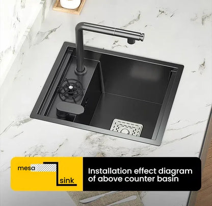 Stainless Steel Small Hidden Kitchen Sink Household Bar Wash Vegetable Basin Mini Single Slot With Cover Plate Cup Washer