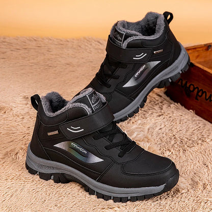 Unisex Winter Cotton Shoes Thick Soled Leather Warm Comfortable Snow Walking Casual Shoes Lightweight Outdoor High Top Boots.