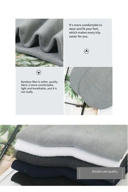 10 Pair Men's Bamboo Socks Anti-bacterial And Anti-odour Soft Business Socks Wearable And Breathable Casual Socks For Men.
