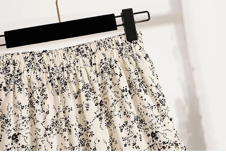 2025 Vintage Draped Elegant Chinese Style Women's Half-length Skirts Autumn Floral Pleated A- Line Skirt With Lining.